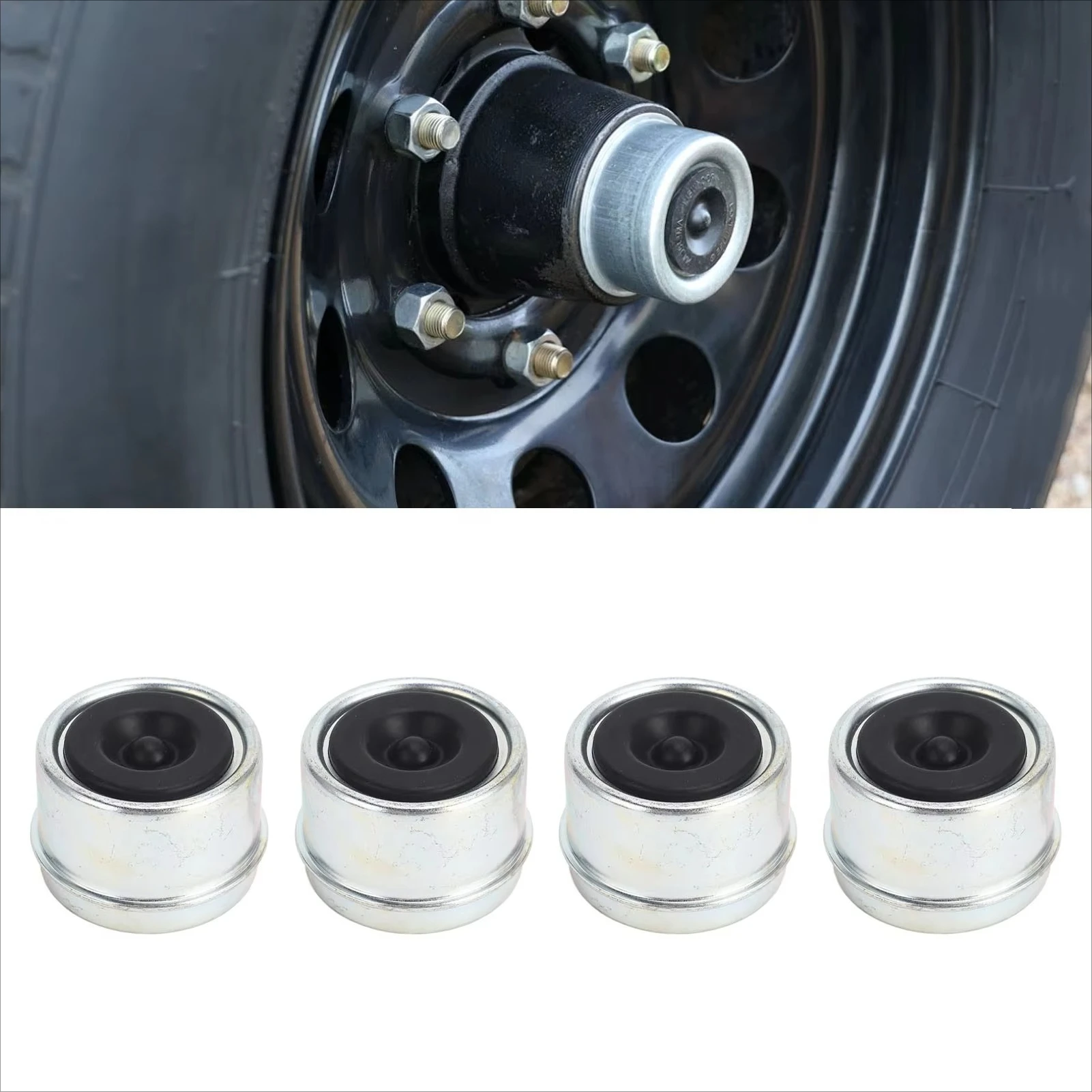 

4 шт. пылезащитные колпачки для ступицы прицепа 1,98 дюйма, комплект стального смазочного чехла, включает 8 резиновых уплотнений, защита подшипника колеса, емкость 2000-3500 фунтов