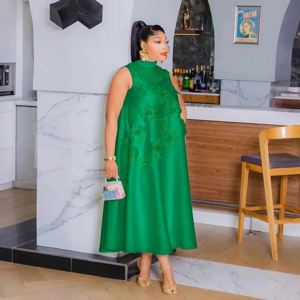 2025년 신상 여성용 아프리카 의류, 다쉬키 꽃무늬 프린트 안카라 드레스, 바진 전통 로브, 아프리카 드레스