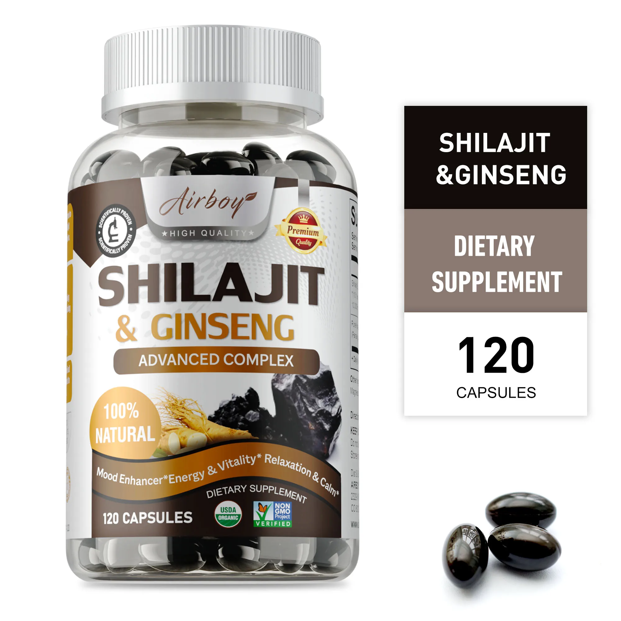 

Shilajit Capsules - Energy Boost, Concentration & Memory, Enhanced Performance, Promote Heart and Blood Circulation Health