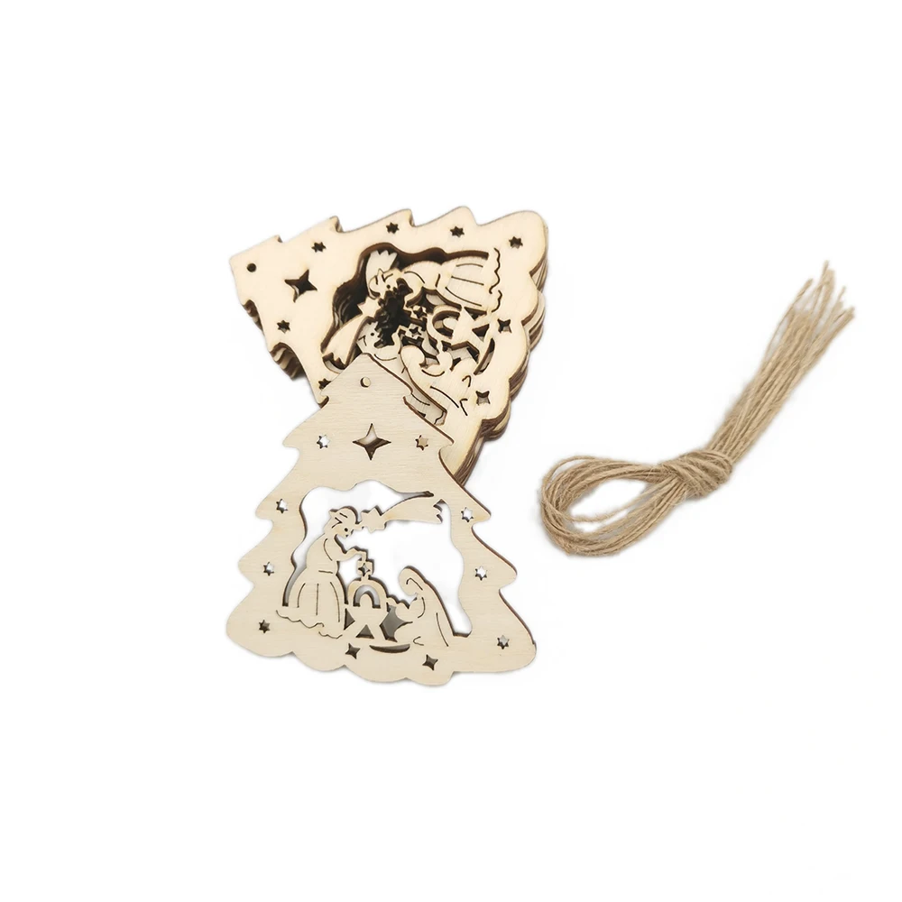 

10pcs Wooden Christmas Ornaments to Paint, DIY Blank Unfinished Wood Ornament for Crafts Hanging Decorations