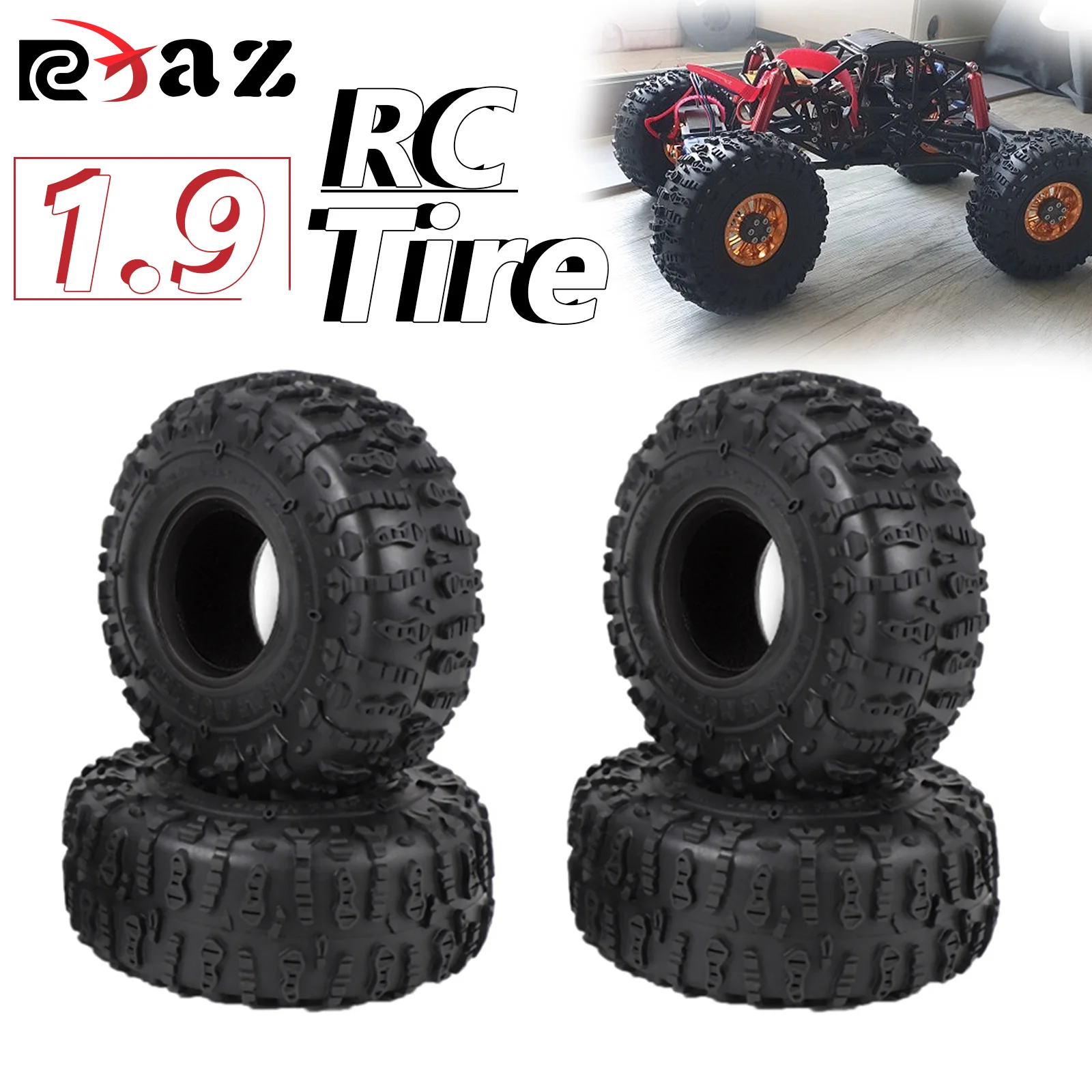 

RCXAZ RC Rock Crawler 1.9" Rubber Tire 122mm Tire for 1/10 RC4WD D90 D110 Axial SCX10 II III CAPRA TRAXXAS TRX-4 TRX-6 1.9"WHEEL