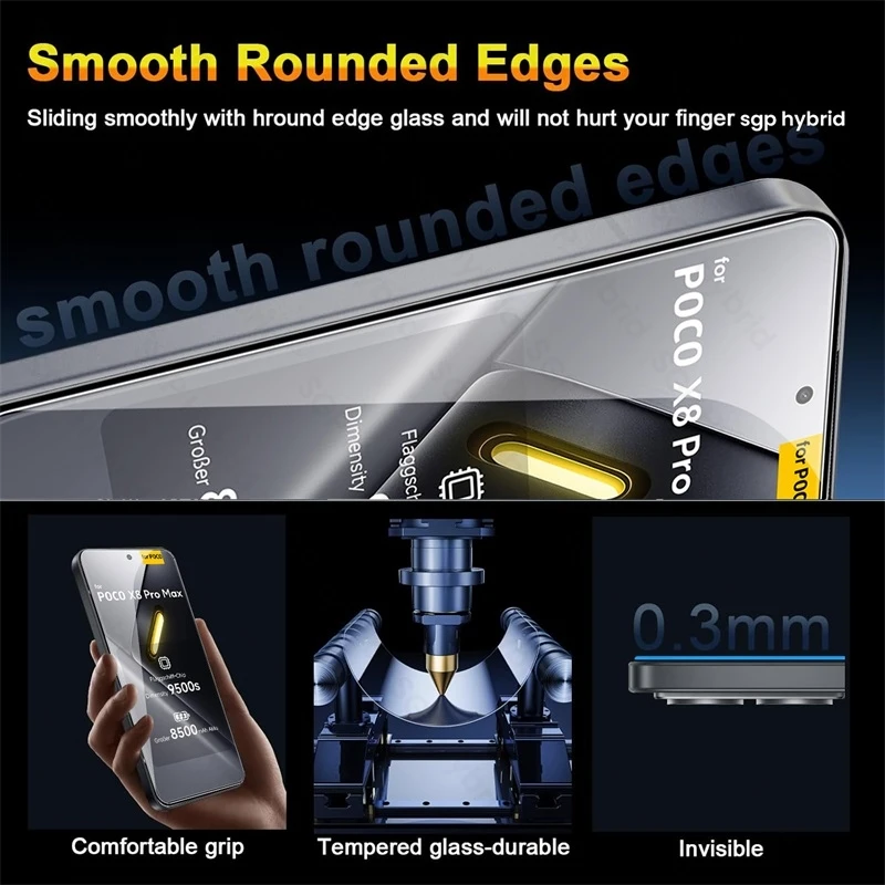 Xiaomi Poco X8 Pro Max [2+2] Vetro Temperato 9H + Protezione Lenti – Antigraffio, Oleorepellente, Senza Bolle