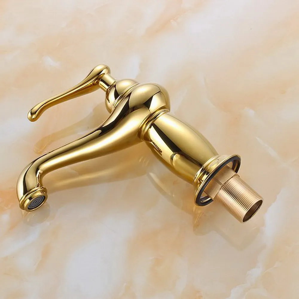 Luxury Gold Color Brass Single Handle Bathroom Sink Basin Faucet Mixer Tap One Hole agf043