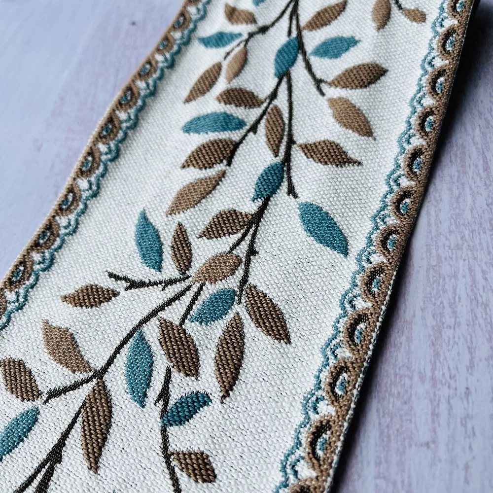 5Yards/Lots Woven Jacquard Ribbon 11.8-11.4cm Flowers Leaves Pattern For Clothing Straps Accessory IS-3297