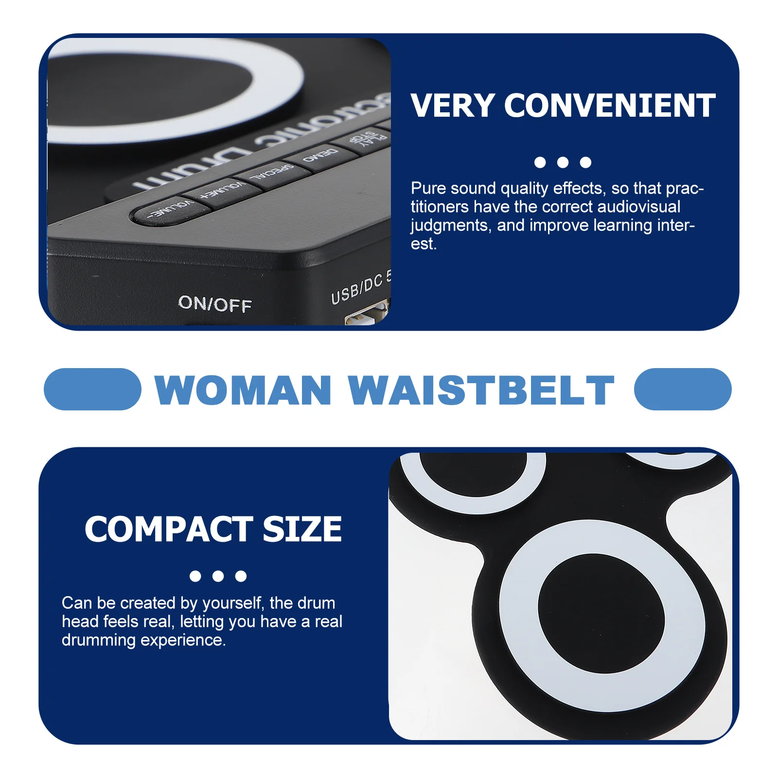 

1Set Electronic Drum Hand Roll Up Drum Kit Portable USB Charging Practice Set Black Silicone Music Instrument Music Instrument