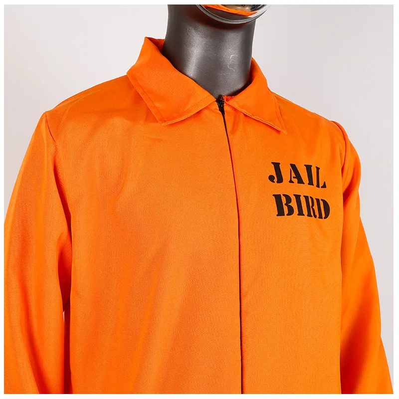 Men Women Prisoner Jumpsuit Cosplay Costumes Halloween Party Prison Inmate Jail Criminal Unisex Orange Bodysuit Role Play