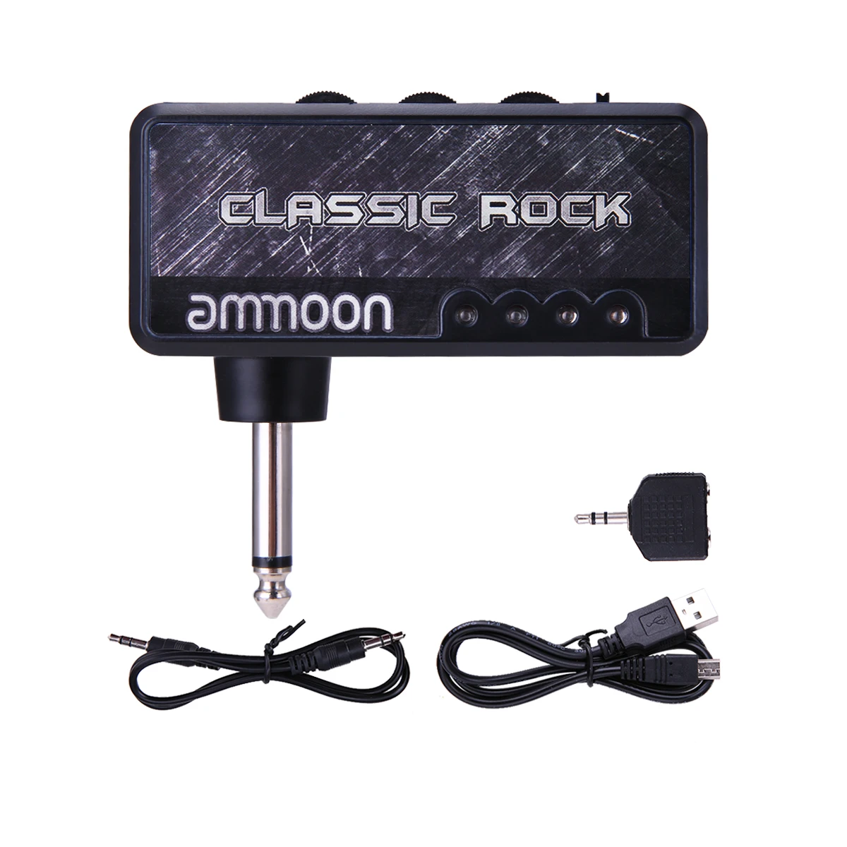 Electric Guitar Headphone Amplifier Amp 1/4 Inch Plug 3.5mm Headphone Jack & Aux In with Classic Rock Distortion Effect