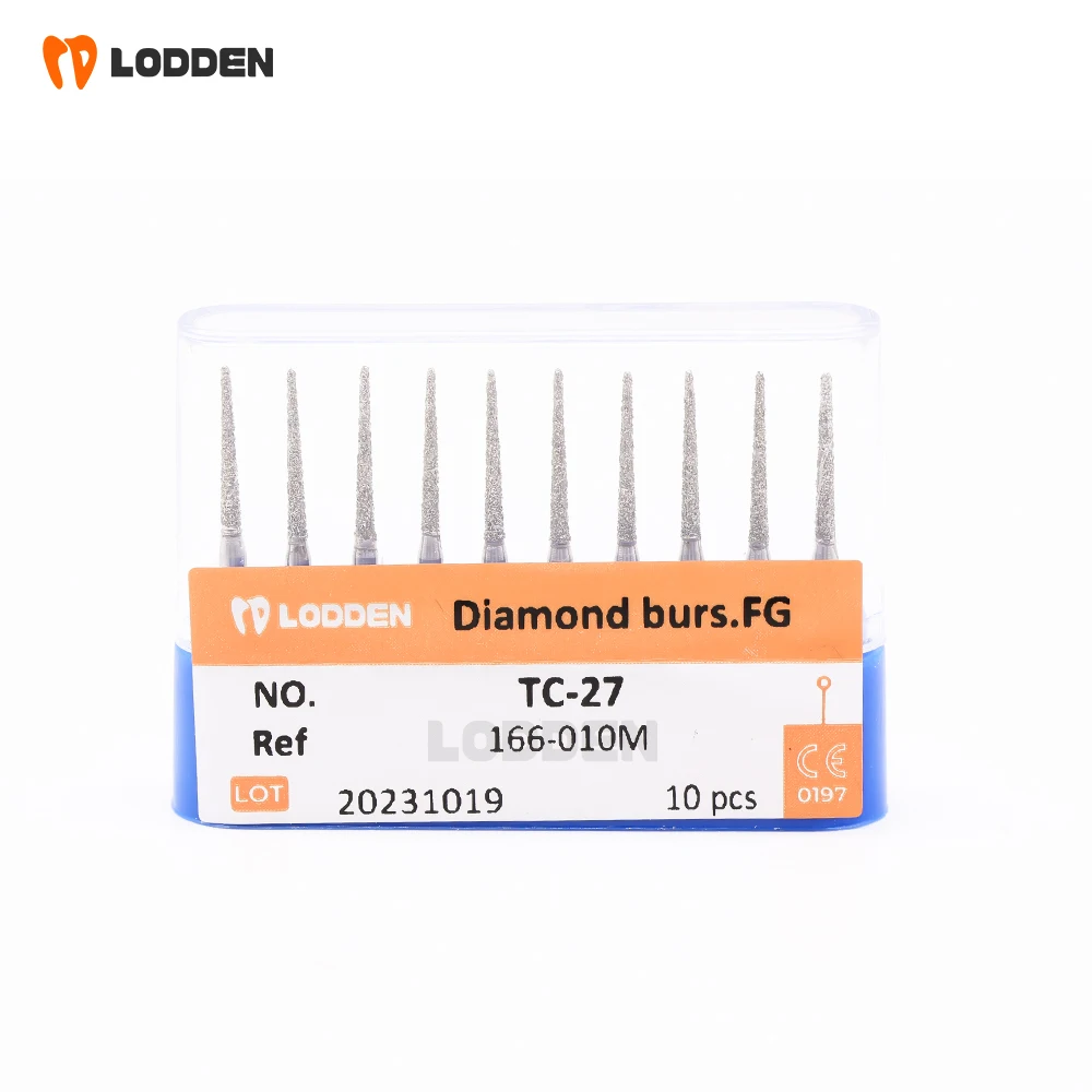 10pcs/set Dental Diamond Burs 166-010M Blue Rings TC-27 Dentistry Burs Needle Type Dental Tools for Grinding & Polishing Set