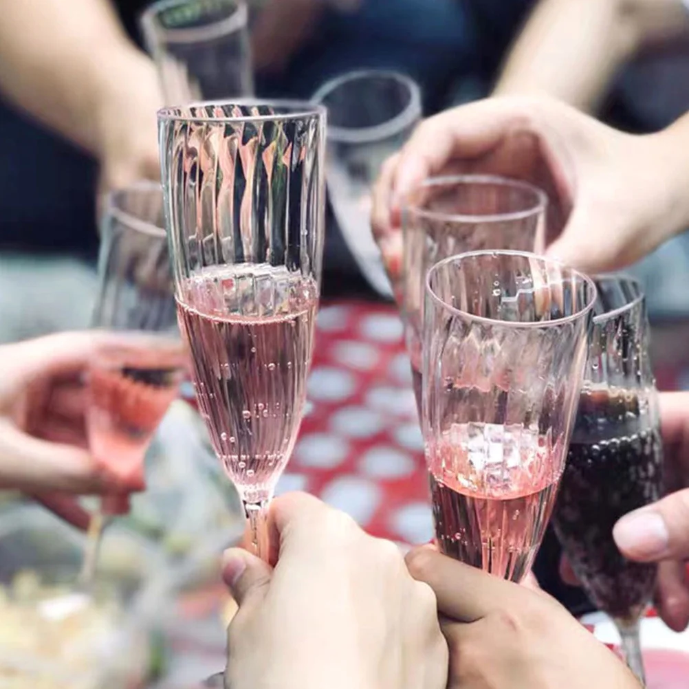 

8Pcs Plastic Flutes Clear Disposable 180ml Unbreakable Wine Glasses for Birthday Party Wedding Bar Supplies