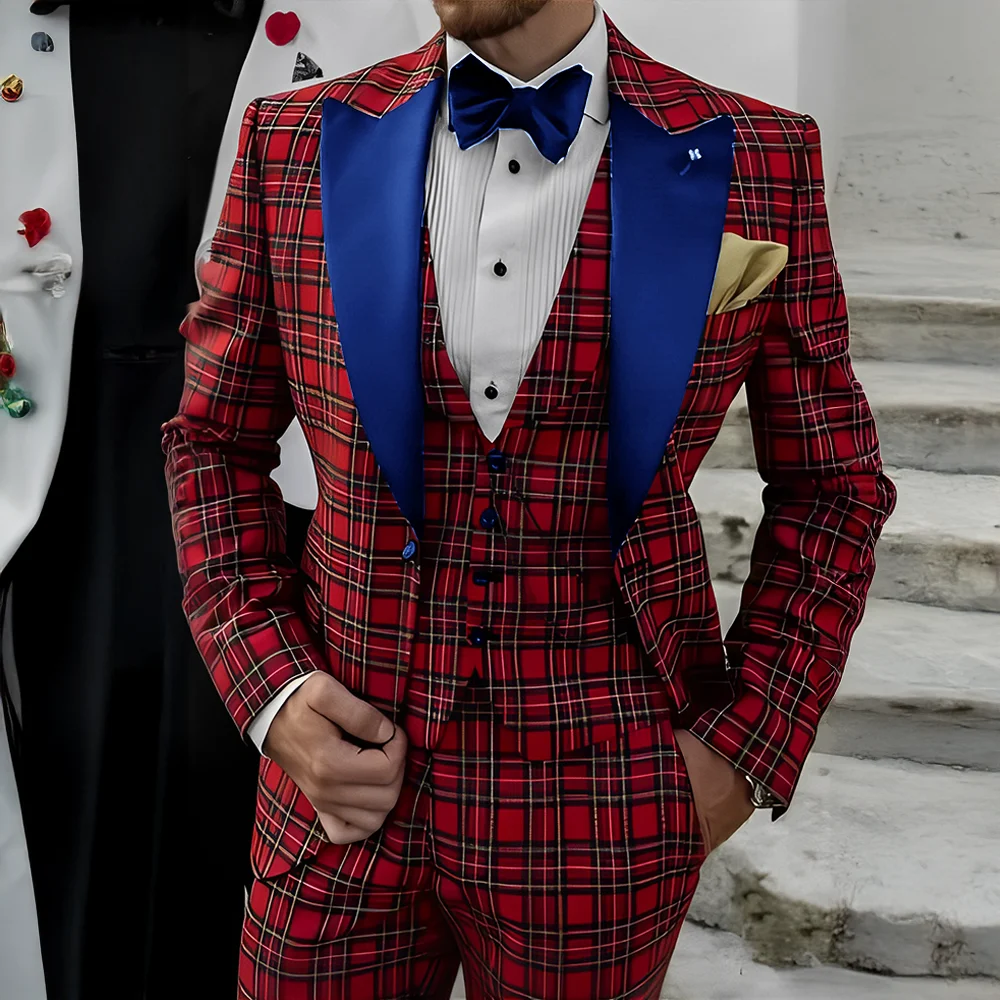 England Men's Suit 3-piece Set Fashion Party Wedding Tuxedo for Groom Customized Jacket Pants Vest XS-5XL Outfit