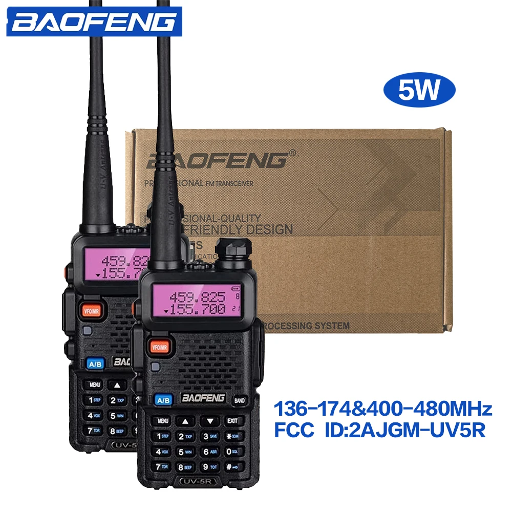 

2pcs BAOFENG UV-5R 5W 8W High Power Dual Band Two Way Radio Long Range Handheld Portable Walkies Talkies For Hunting