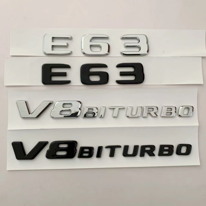 3d Black Chrome Letters For Car Trunk Stickers Mercedes Benz E63 AMG W213 W212 Fender V8 BITURBO Emblem Trunk Logo ccessories