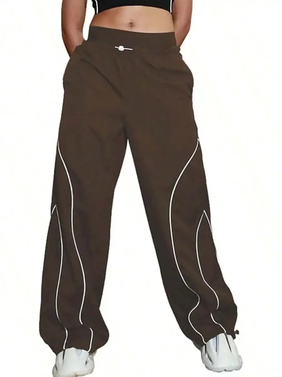 

Women High Waist Baggy Wide Leg Parachute Pants Y2K Streetwear Track Pants With Drawstring