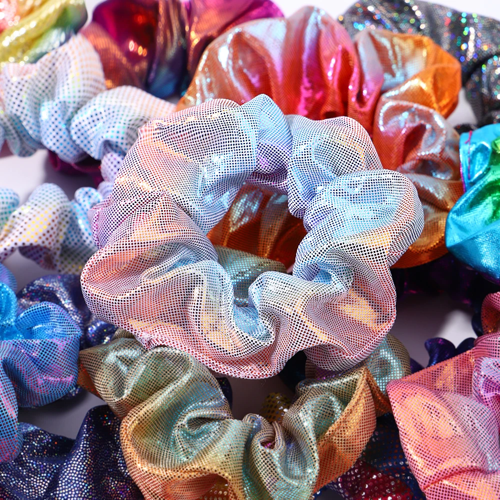 8 Pcs/lot Women Glitter Scrunchies Colorful Elastic Hair Rope For Girls Ponytail Holder Hair Bands Headwear Hair Accessories 052