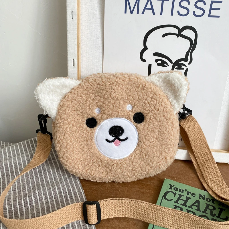 Girls Cute Sheep Shape Crossbody Bag Mini Coin Purse Wallet Crossbody Bag Plush Soft Sweet Purses