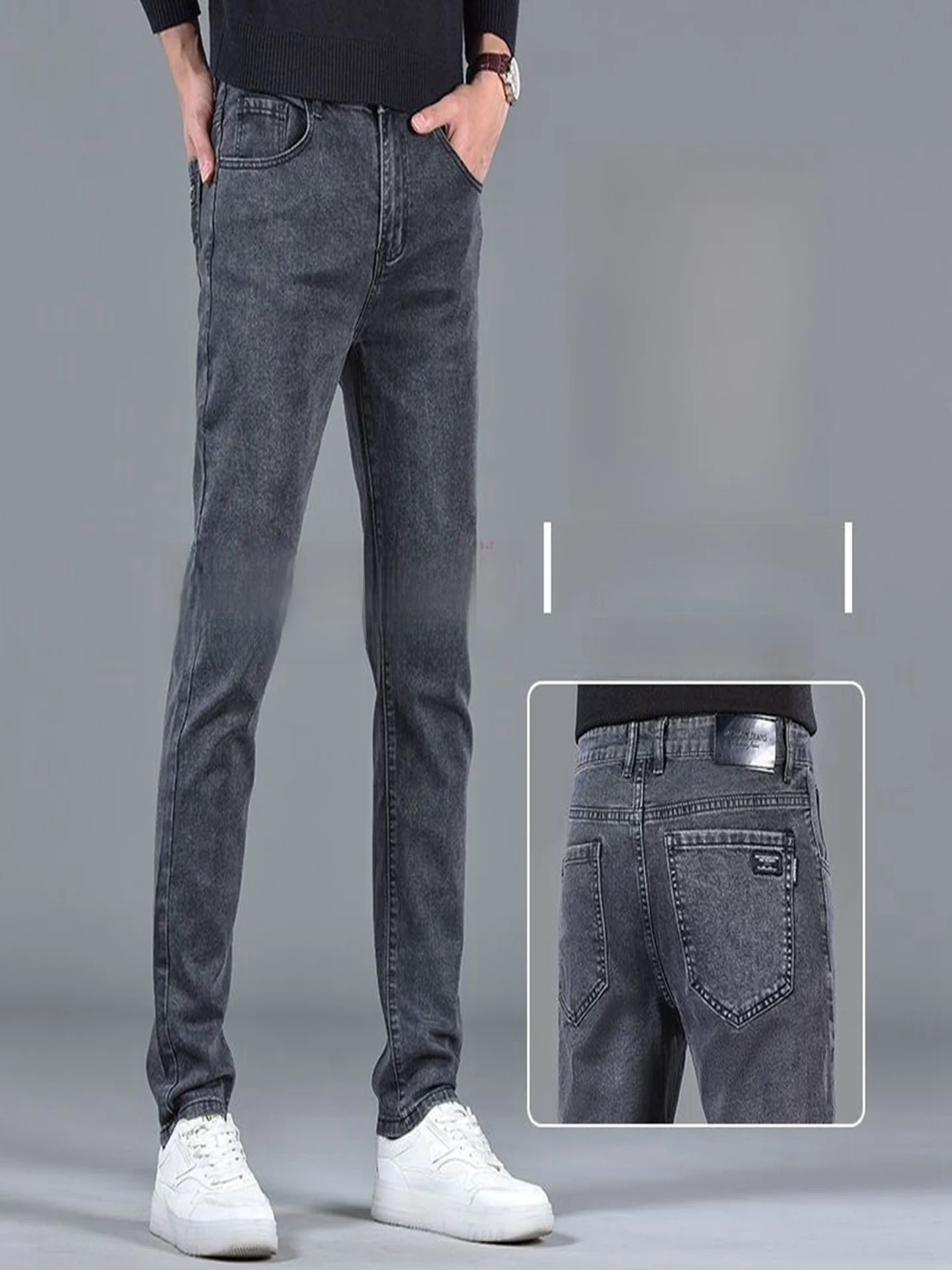 

Men's Slim Fit Straight Leg Jeans Casual Work Trousers Spring Summer Autumn Wear Resistant Busin Sle Cotton Stretch Denim