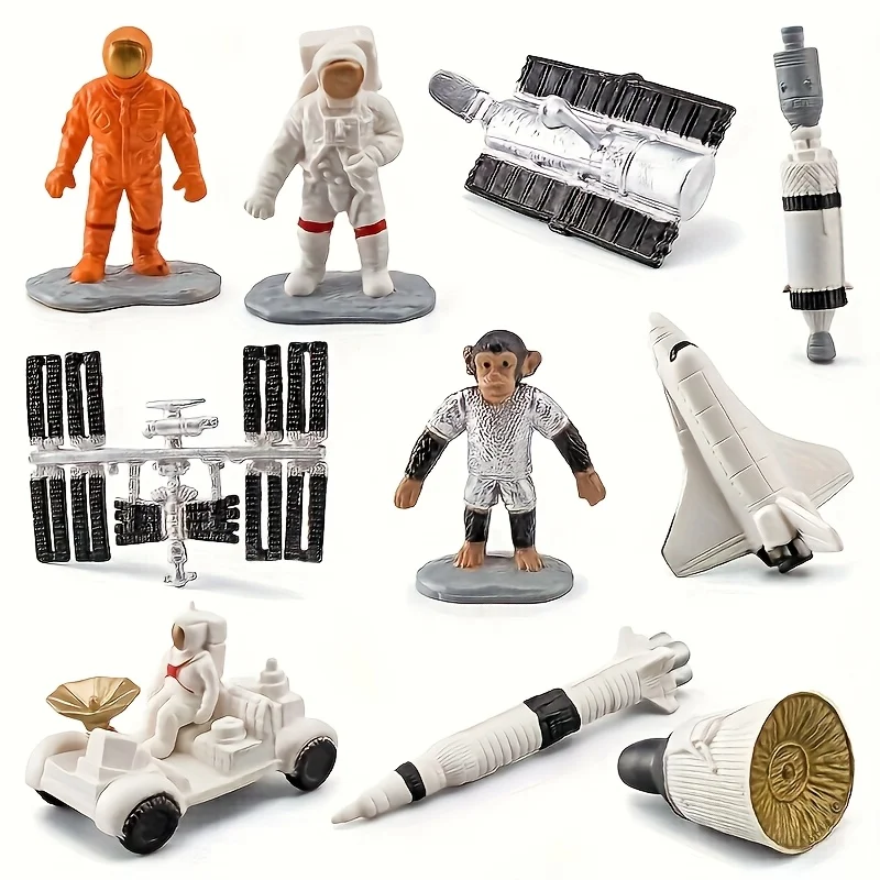 Set de figuras espaciales de simulación, astronauta, nave espacial, satélite, juguetes modelo de la Estación Espacial Internacional, regalos