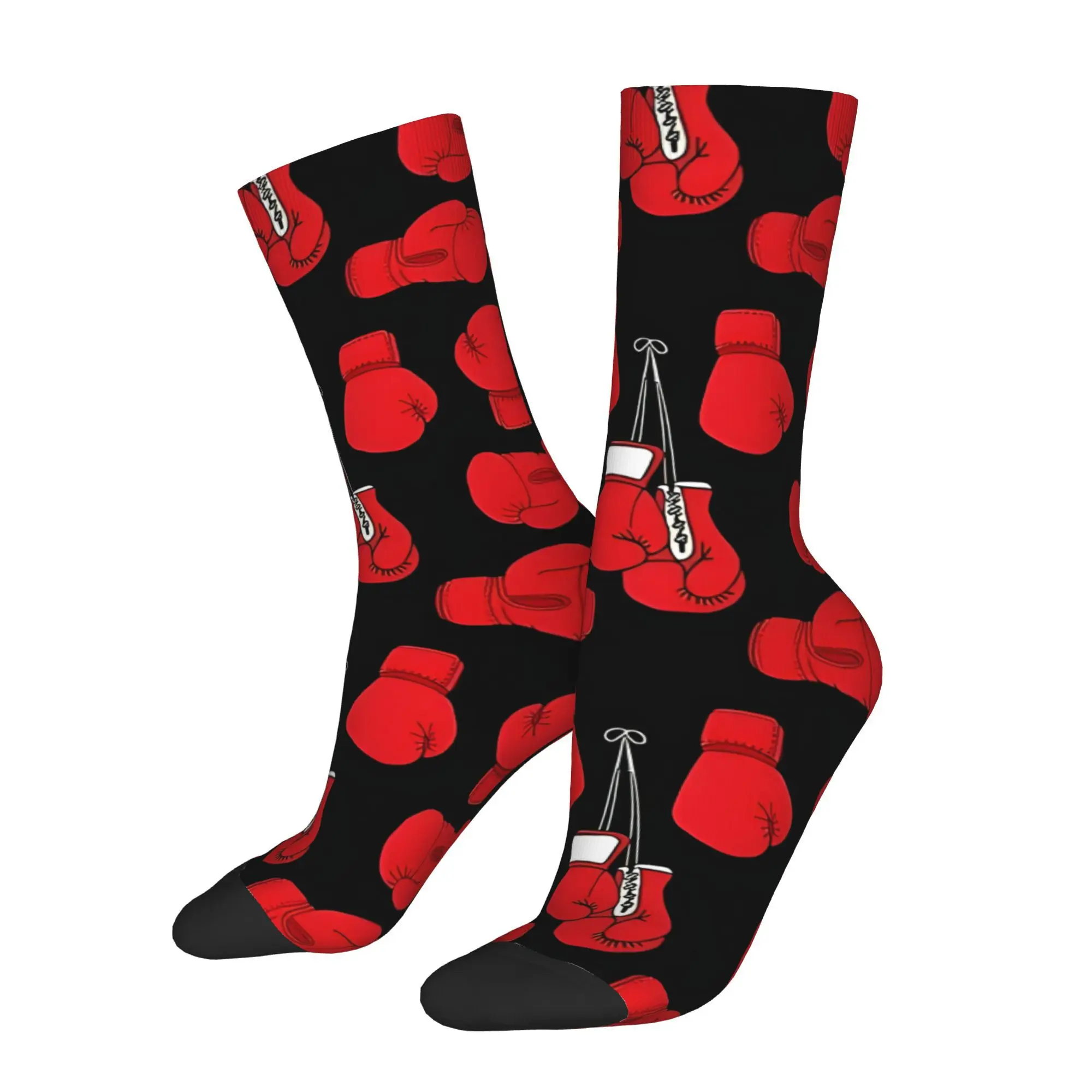 Funny Sock for Men Red Boxing Gloves Hip Hop Vintage  Happy Quality Pattern Printed Crew Sock Novelty Gift