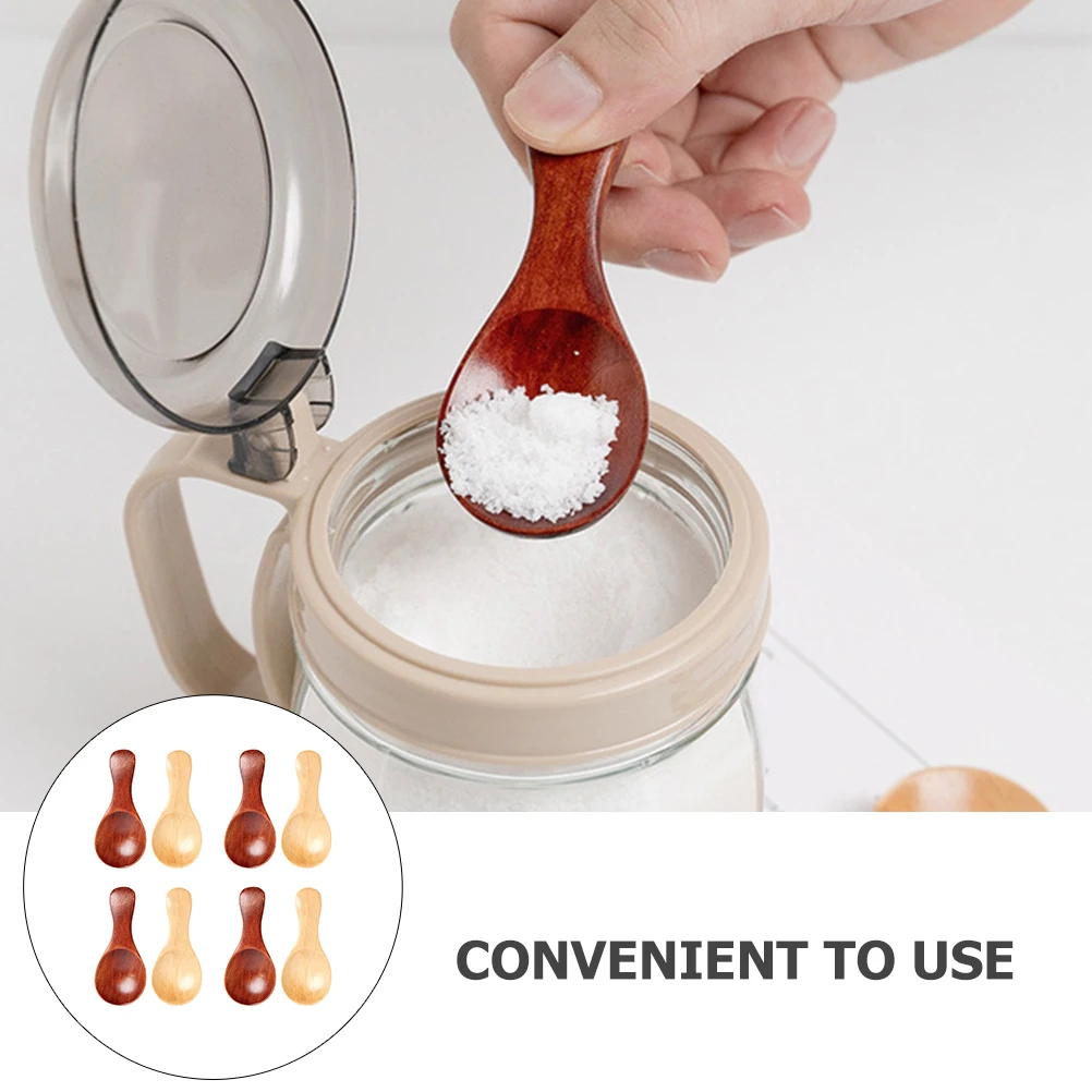 

8pcs Ice Cream Scoop Wooden Tea Milk Powder Spoons Condiment Spoons Portable Travel Safe Non Lacquer Lightweight Practical