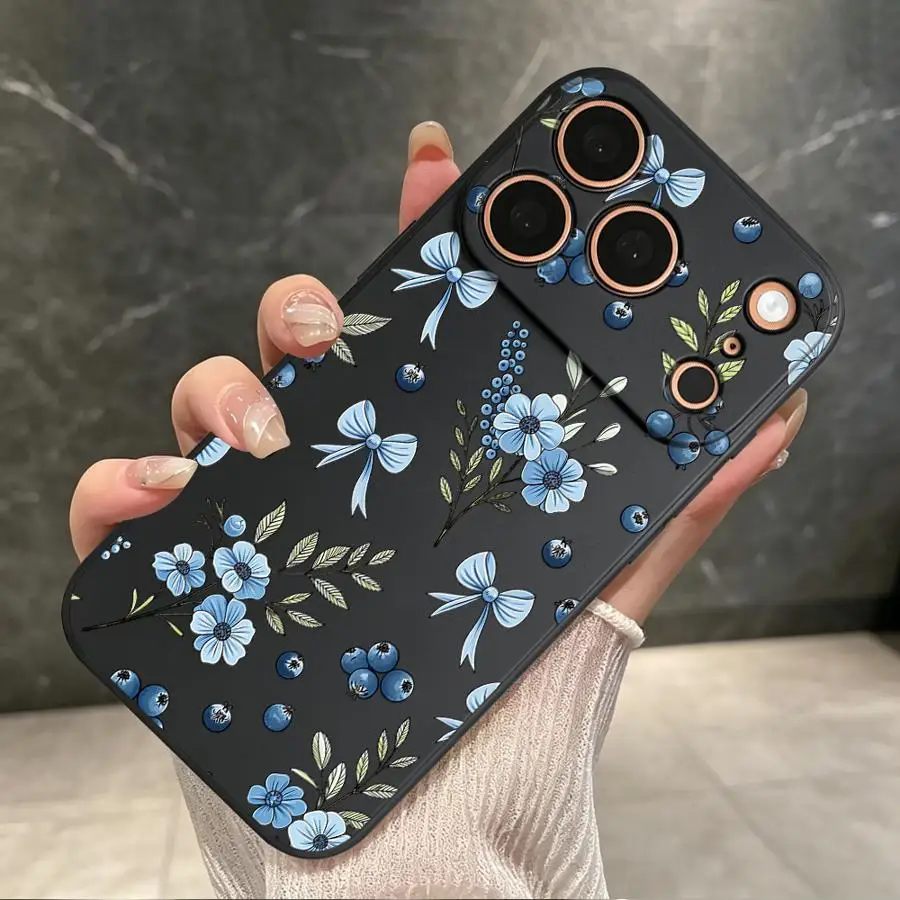 Coque de téléphone motif nœud bleu pour Apple iPhone 17 Pro Max 16 X XS XR Air 11 7 8 15 Plus 14 13 Mini 17e 16e 12