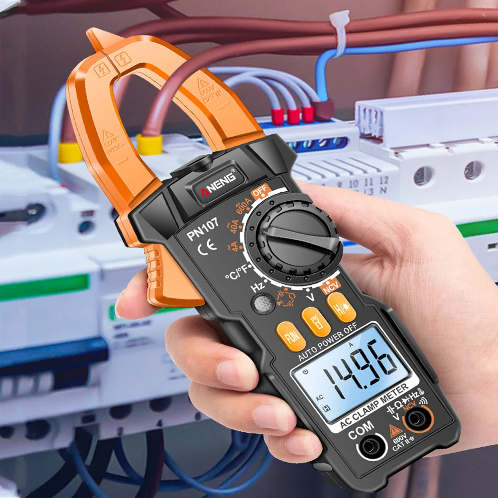 Digital Clamp Meter Voltmeter Ammeter NCV Multimeter Diode Temperature Frequency Ohm Capacitance Tester 4000 Counts LCD Display