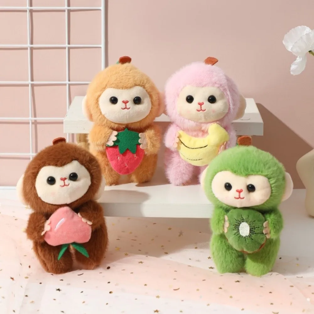 

Lovely Cartoon Fruit Monkey Plush Toy Stuffed Plush Animal Keychain Soft Monkey Doll Keyring Car Key Holder