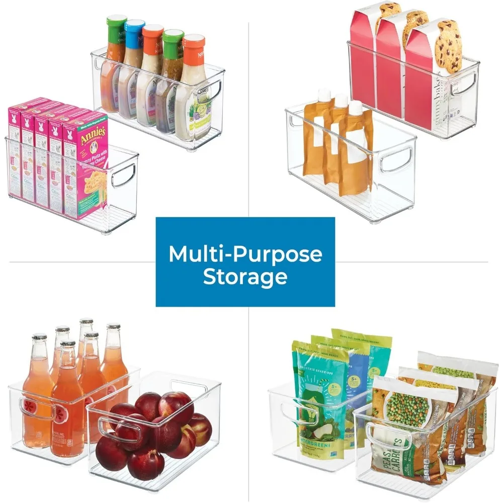 idesign stackable pantry bin with handles - organizer bin for fridge, or freezer, clear, made in usa