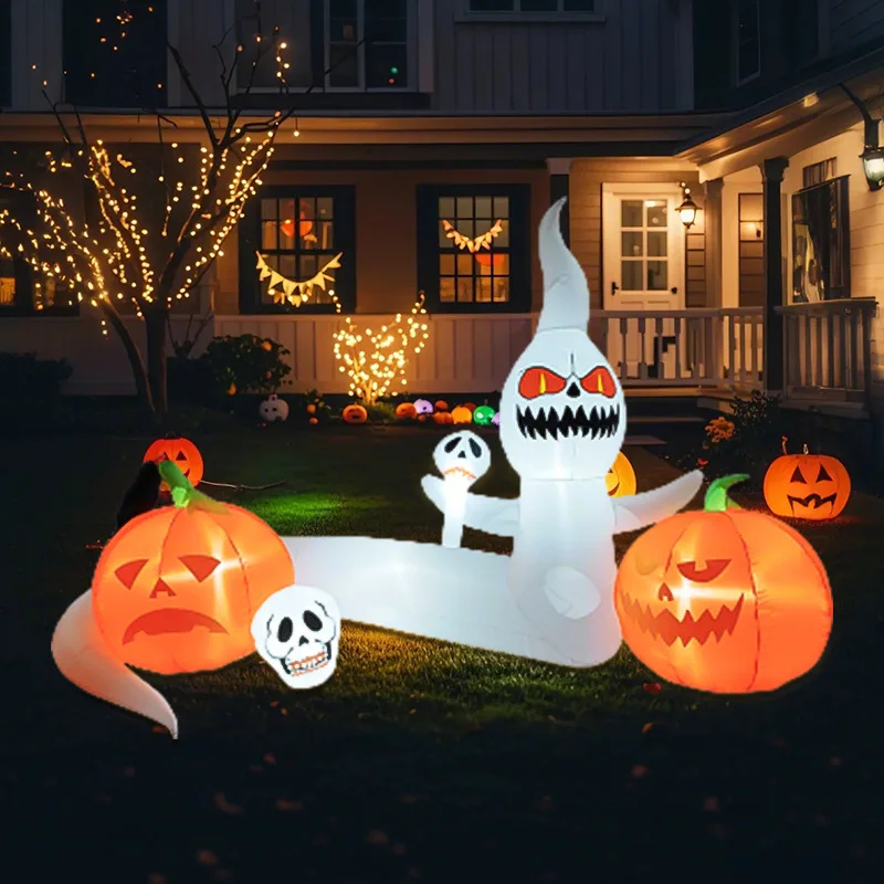 

1.9m Inflatable Halloween Pumpkin Ghost Decoration with LED Lights Outdoor Courtyard Garden Horror House Atmosphere Ornaments
