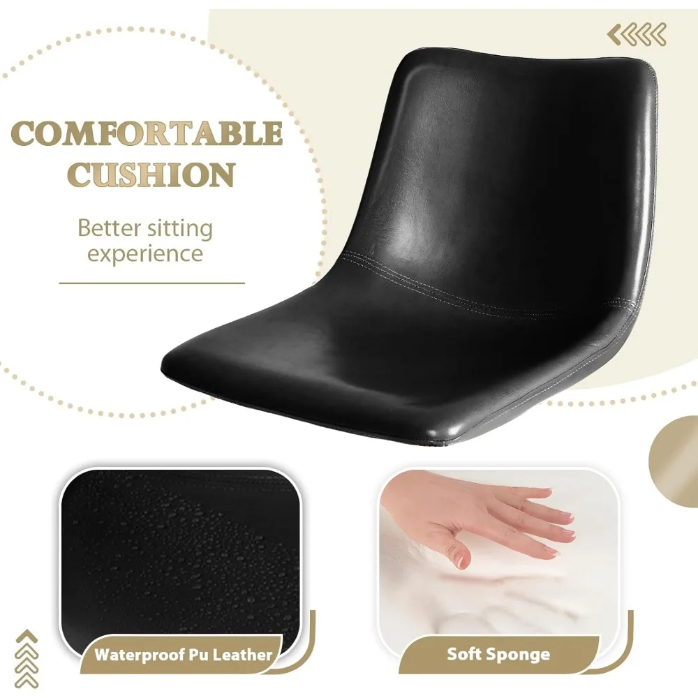 مجموعة مقاعد البار مكونة من 4 قطع، مقاعد بار دوارة حديثة قابلة للتعديل مع مسند ظهر، شاي منجد من الجلد الصناعي #4