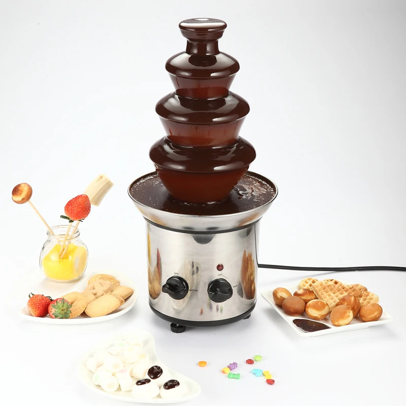 

Commercial Chocolate Fountain Machine 4 Layer DIY Waterfall Melting Shower Sauce for Baking Hotel Buffet