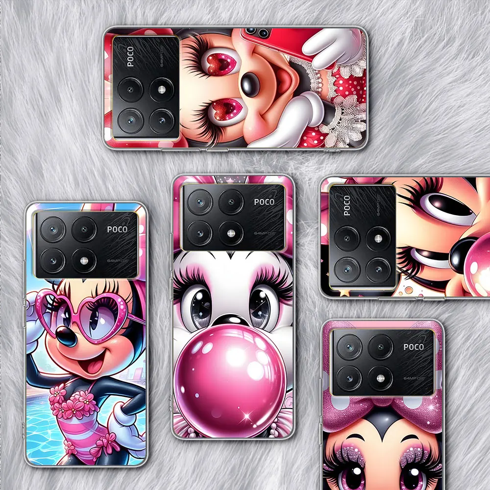 Minnie Mouse Phone Case for Xiaomi Poco X6 X5 F4 M5s X3 NFC F1 F5 M5 M3 M4 GT F3 F2 X4 Pro Soft TPU Transparent Cover Shell