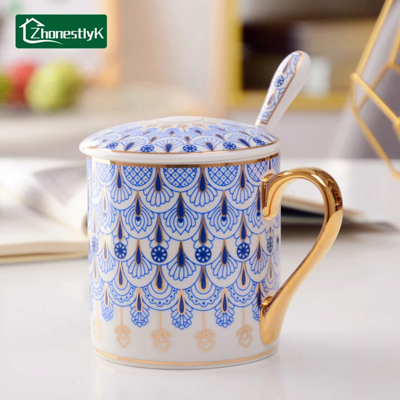 Kreative Britische Keramik-Kaffeetasse im Luxus-Design, Paar-Tasse mit Goldrand, Nachmittagstee-Becher, Haushalts-Trinkgeschirr