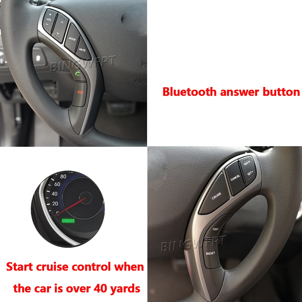 Car Styling Steering Wheel Button Control Volume Phone Cruise Button Switches For Hyundai Elantra 2012 2013 2014 MD I30 2014