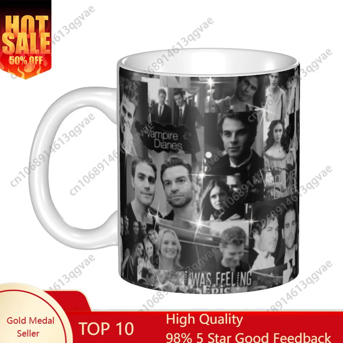 

Custom The Vampire Diaries Coffee Mugs DIY Damon Salvatore Ceramic Mug Cup Creative Gift