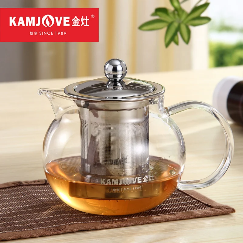 

A-16 Kamjove Heat Resistant Glass Art Tea Cup Glass Teapot Stainless Steel Filter Coffee Tea Black Tea Kettle Tea Infuser 500ml