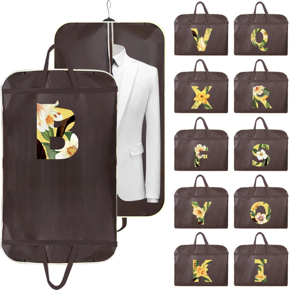 

Non-Woven Clothes Dust Cover Dress Cover Suit Coat Storage Bag Garment Bags Floral 26 Letter Wardrobe Hanging Clothing Organizer
