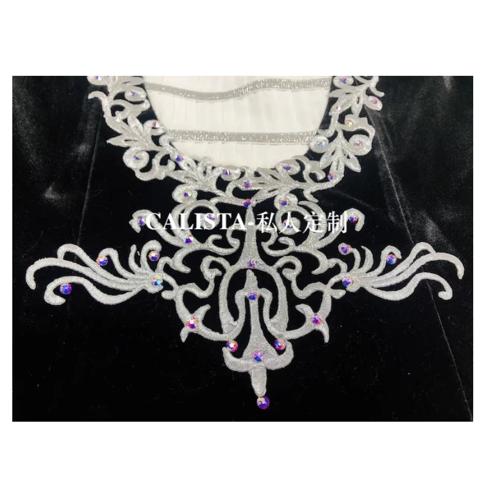 Costume de compétition Prince Giselle Swan Lake, robe masculine brodée en velours noir, personnalisée, 2025