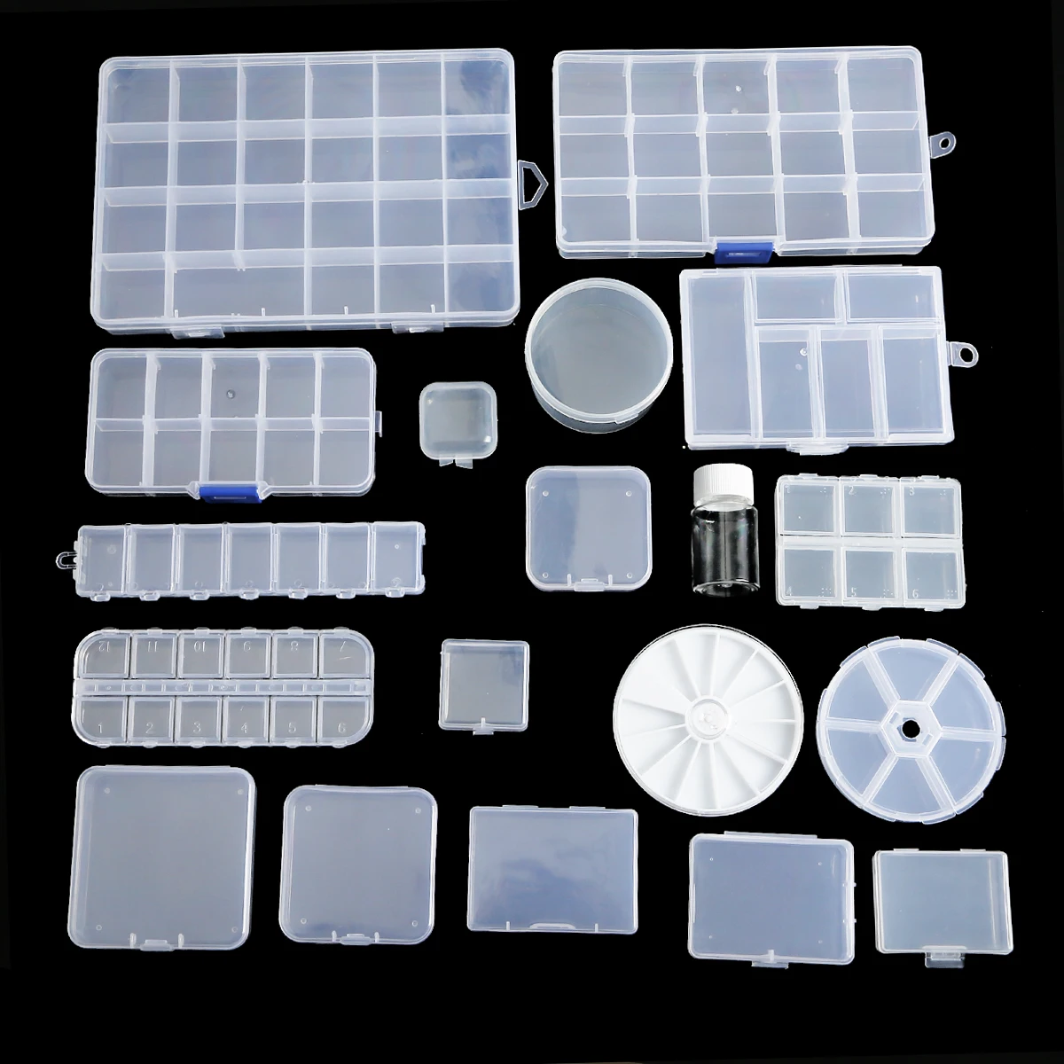 Transparent Plastic Storage Jewelry Box Compartment Adjustable Container For Beads Earring Jewelry Nail Art Rectangle Box Case