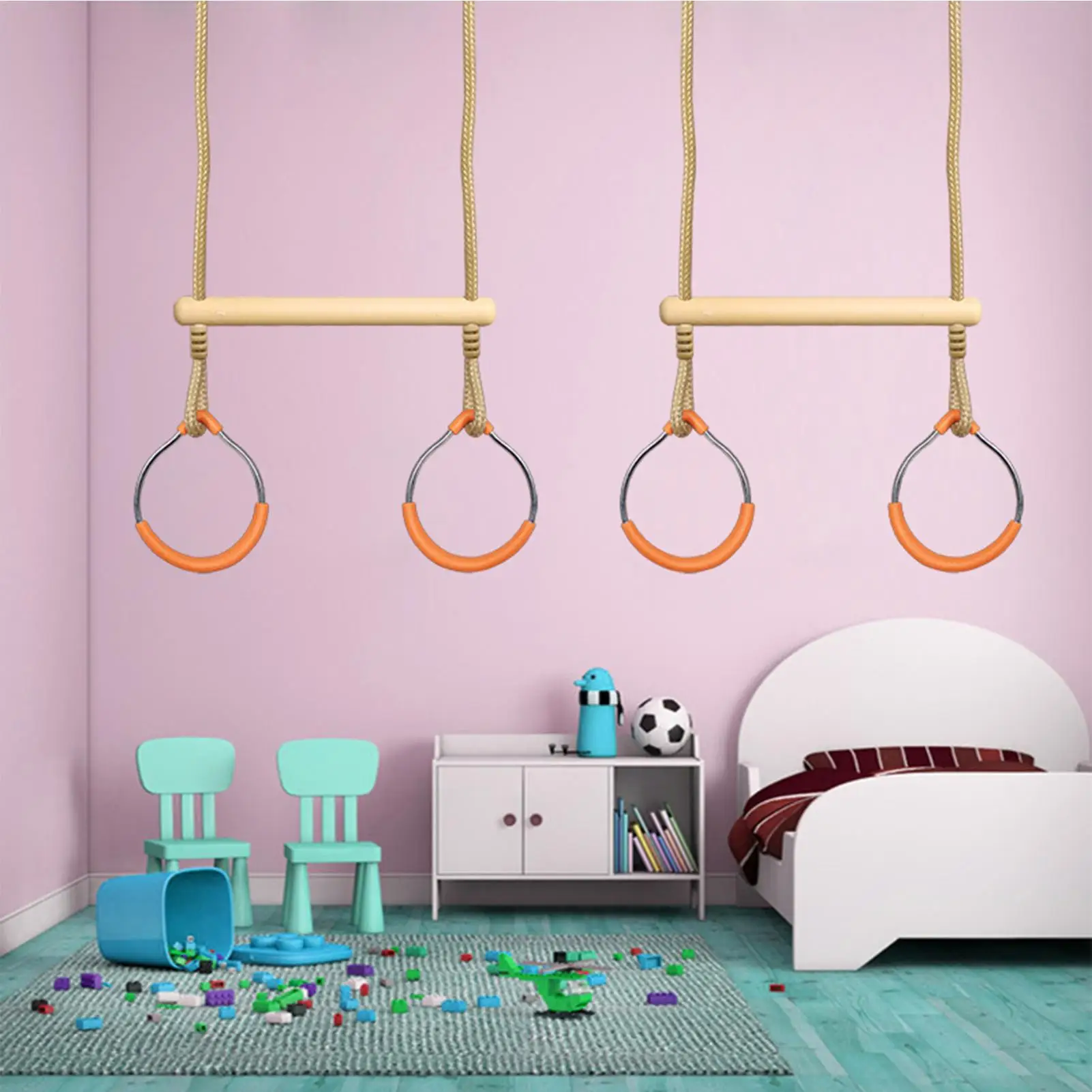 Swing Sets Ring for Backyard Sensory Play Monkey Obstacle Course Balance Game Playground Equipment for Yard Backyard Garden Tree
