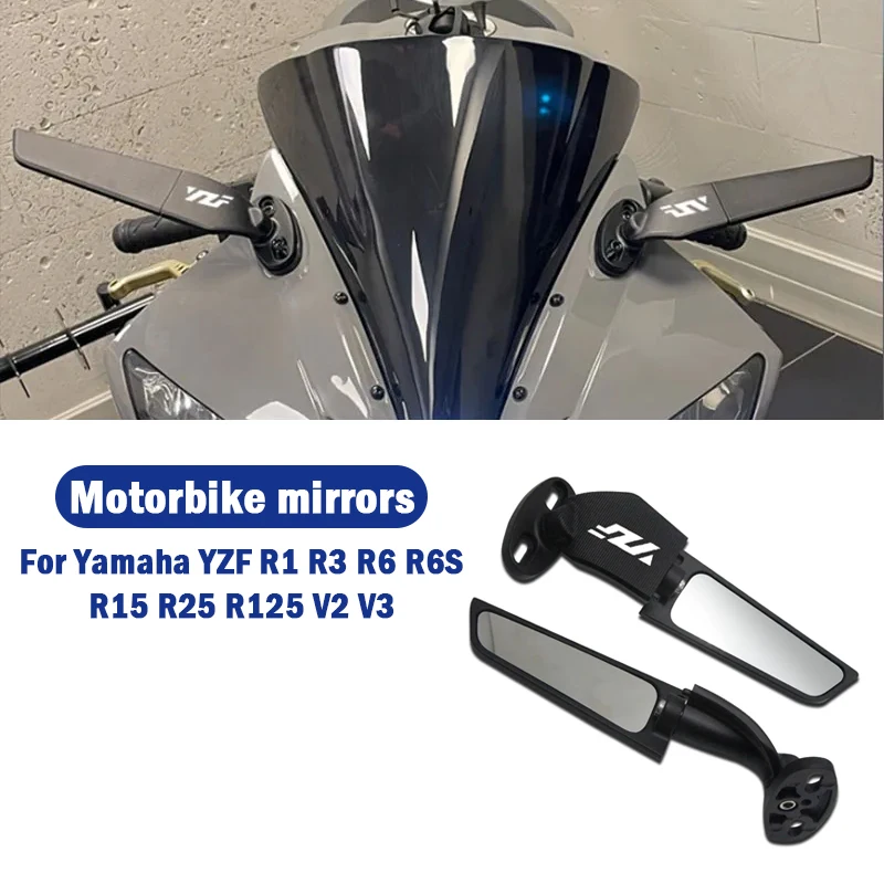 

For Yamaha YZF R1 R3 R6 R6S R15 R25 R125 V2 V3 Motorcycle Modified Wind Wing Adjustable Rotating Rear View Mirror Rear Mirr