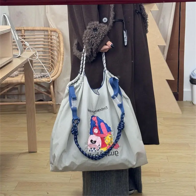 

Знаменитости с одинаковой вышивкой, защита окружающей среды, сумка для покупок с мячом, портативная нейлоновая сумка на цепочке, женская сумка через плечо