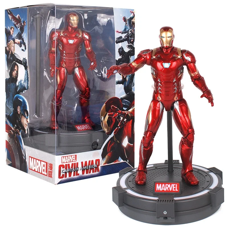 Marvel Avengers Spider Hulk Iron Man Capitan America Thor Action Figure Giocattoli Bambole da 7 pollici con base piattaforma illuminata