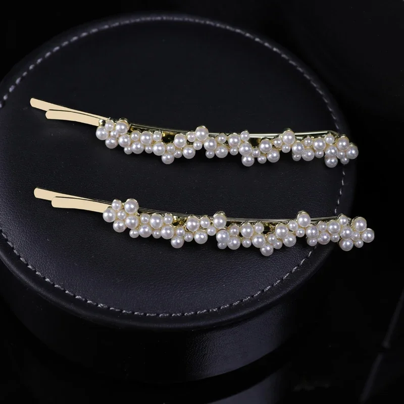 FXLRY NEW Design Pearl A Word With Clip Bangs Hair Clip Female Sweet Vintage Hair Clip Side Clip