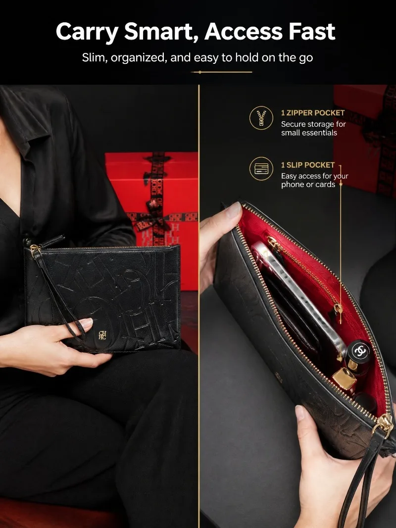 CHHC Neue Unisex-Kartenhalter-Geldbörse, modische Münztasche, schlankes Etui, echte Textur, Buchstabendruck, minimalistische klassische Geldbörse – Detail 6