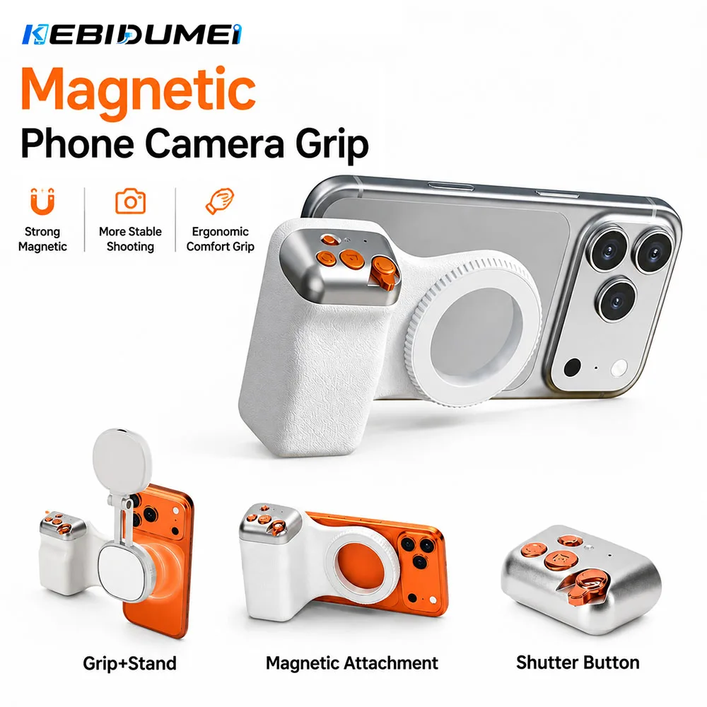 KEBIDUMEI Magnetic Phone Camera Grip Shutter Remote Control Handle Photography Hand Grip For For Smartphone Video Vlog Shooting