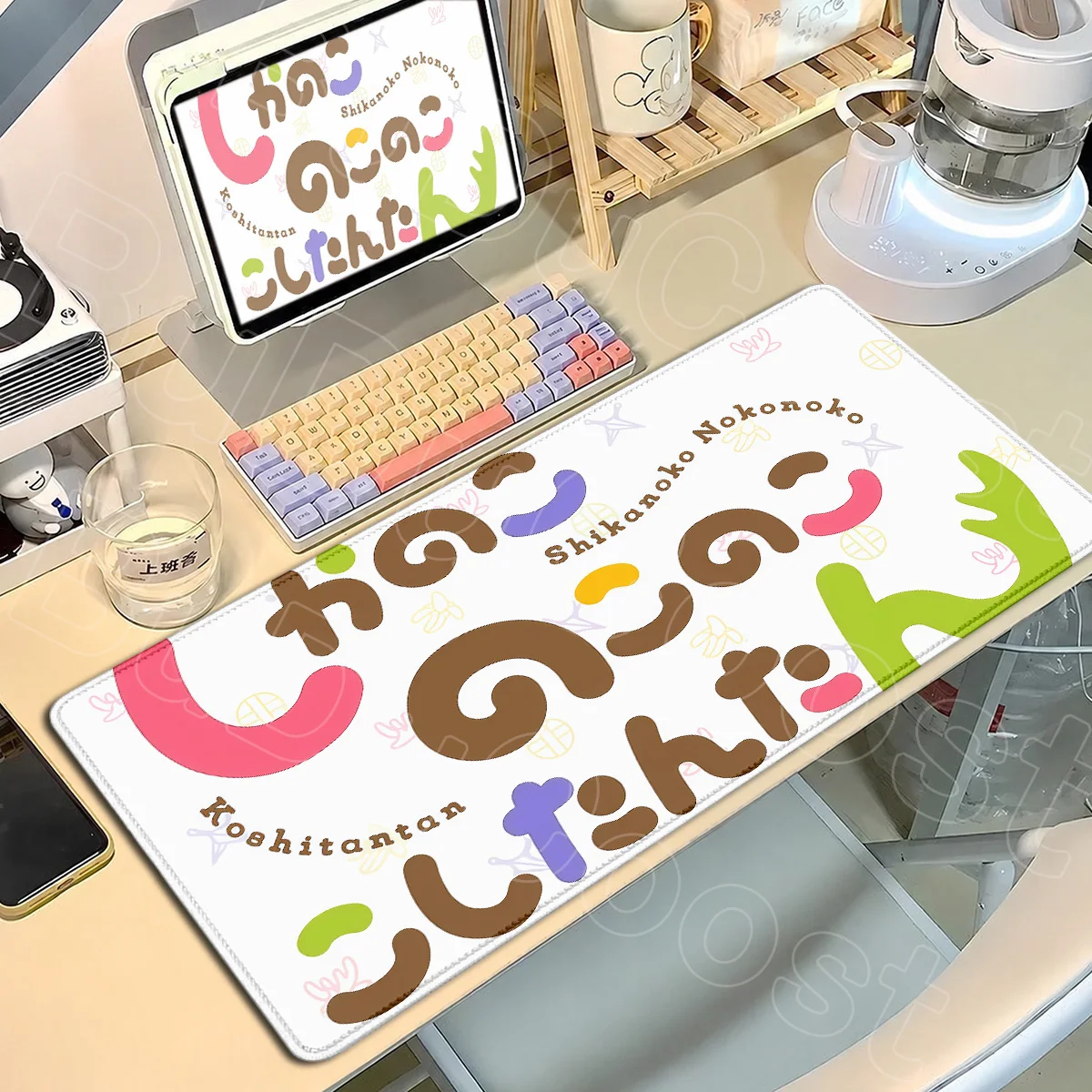 Locking Edge Large Anime My Deer Friend Nokotan Kawaii Shikanoko Noko Mousepad 900x400mm Office Notebook Keyboard Decoration Rug - view 3