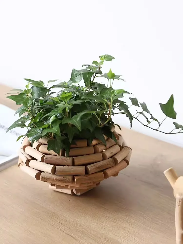 Log vase vintage ornaments living room flower arrangement creative office entryway home decoration