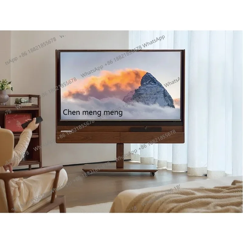 Solid wood mobile bracket TV cabinet living room new household floor-standing desktop storage