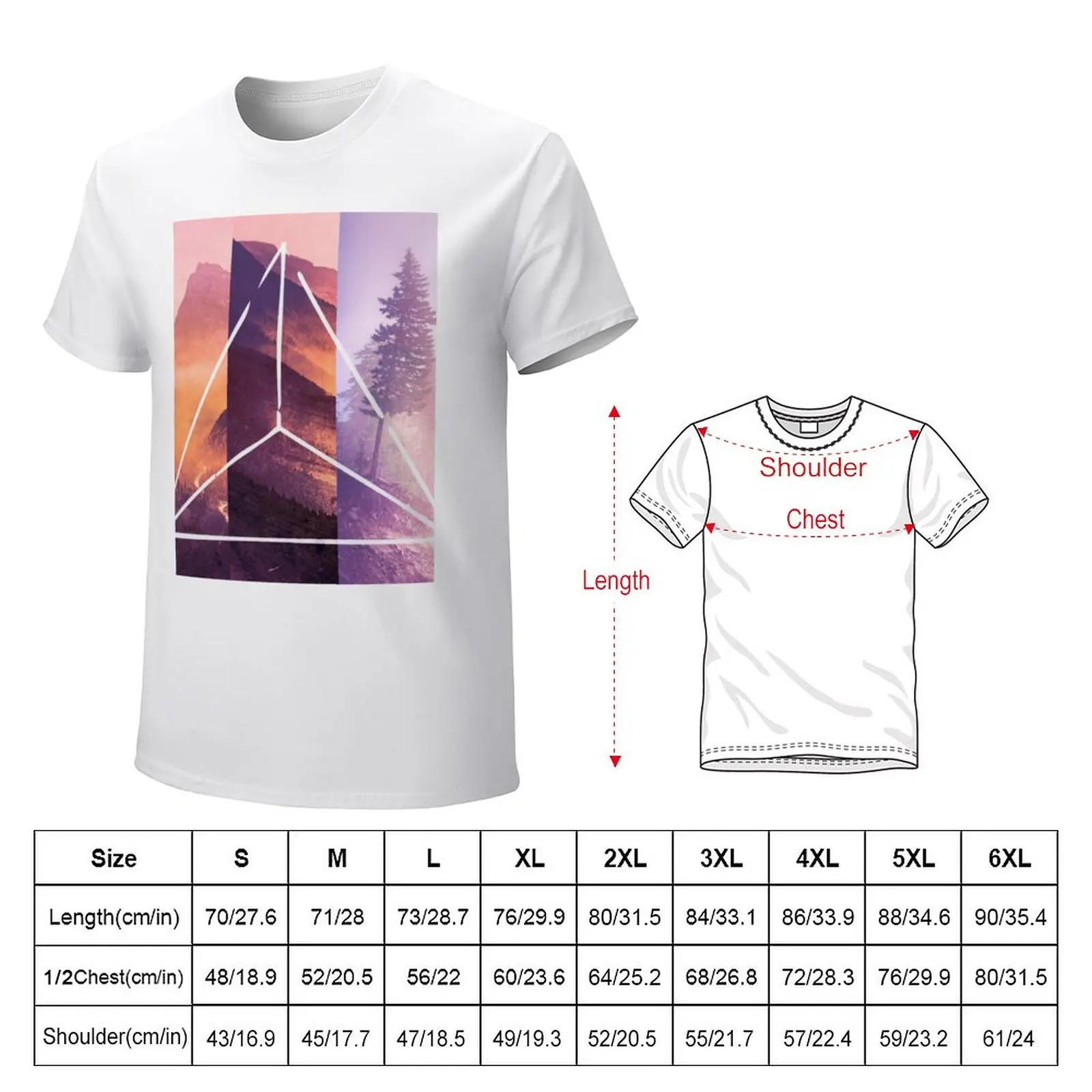 Forest Mountain Trees - Geometric Nature Wildfire Rebirth T-Shirt anime shirts graphic tees hippie clothes men graphic t shirts