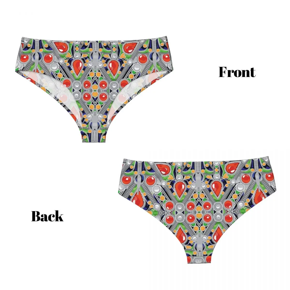 Custom Kabyle Jewelry Brief Panties Women's Breathable Amazigh Geometric Pattern Underwear Valentine's Day Gift Underpants view 4